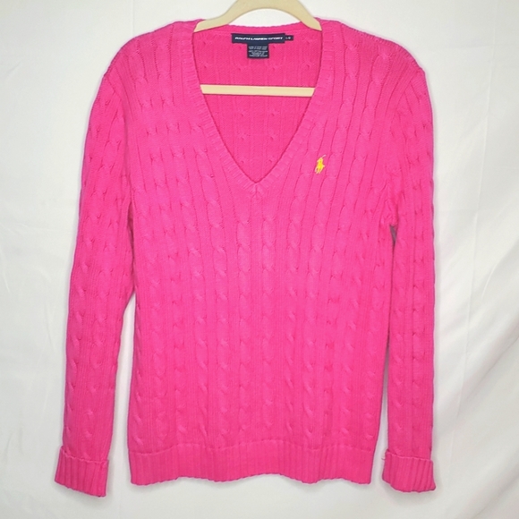 Ralph Lauren Sweaters Ralph Lauren Sport Pink Vneck Sweater Cotton
